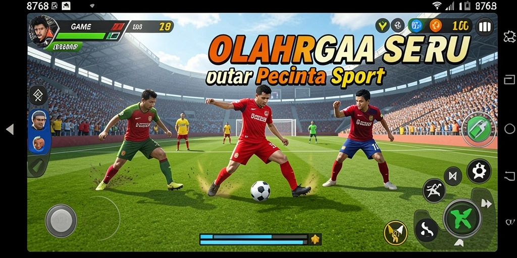 Tangkapan layar utama dari gameplay 8768 yang menunjukkan aksi olahraga mendebarkan.