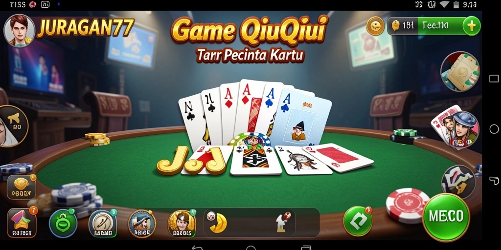 Screenshot gameplay JURAGAN77 yang menampilkan suasana permainan QiuQiu.