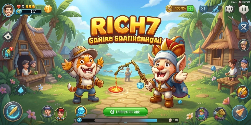 Tampilan gameplay <strong>RICH7</strong> yang penuh warna dan menarik.