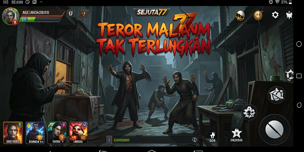 Screenshot gameplay SEJUTA77 yang memperlihatkan suasana horor mencekam.