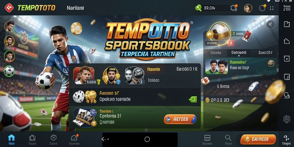Screenshot gameplay TEMPOTOTO dengan tampilan taruhan olahraga yang menarik.